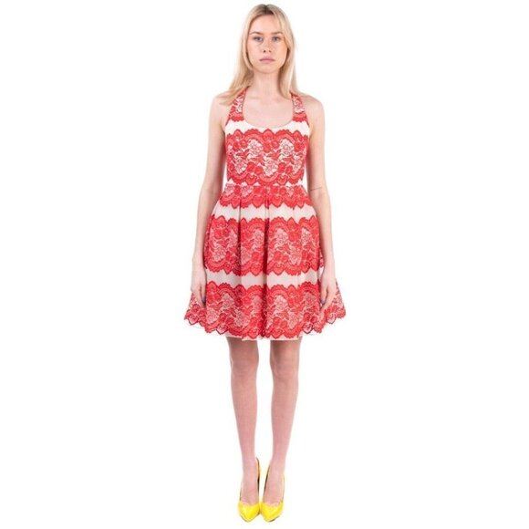 NWT Marchesa Notte Red Lace A-Line Dress $795 - Picture 3 of 13
